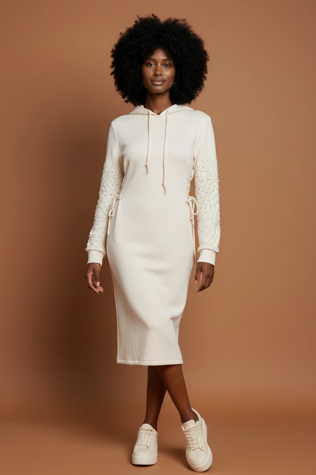 Ivory Pearl Hoodie Dress by Social Butterfly Collection