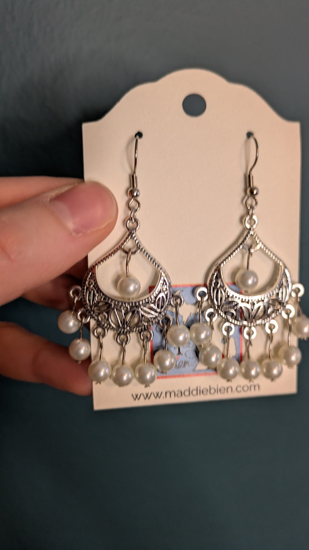 Pearly dangle chandelier earrings