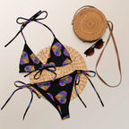 Rainbow color splash recycled string bikini - black by La Vie Bien