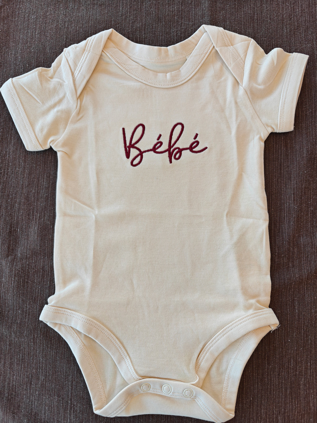 Bébé French embroidered Organic cotton baby one piece for francophone baby showers