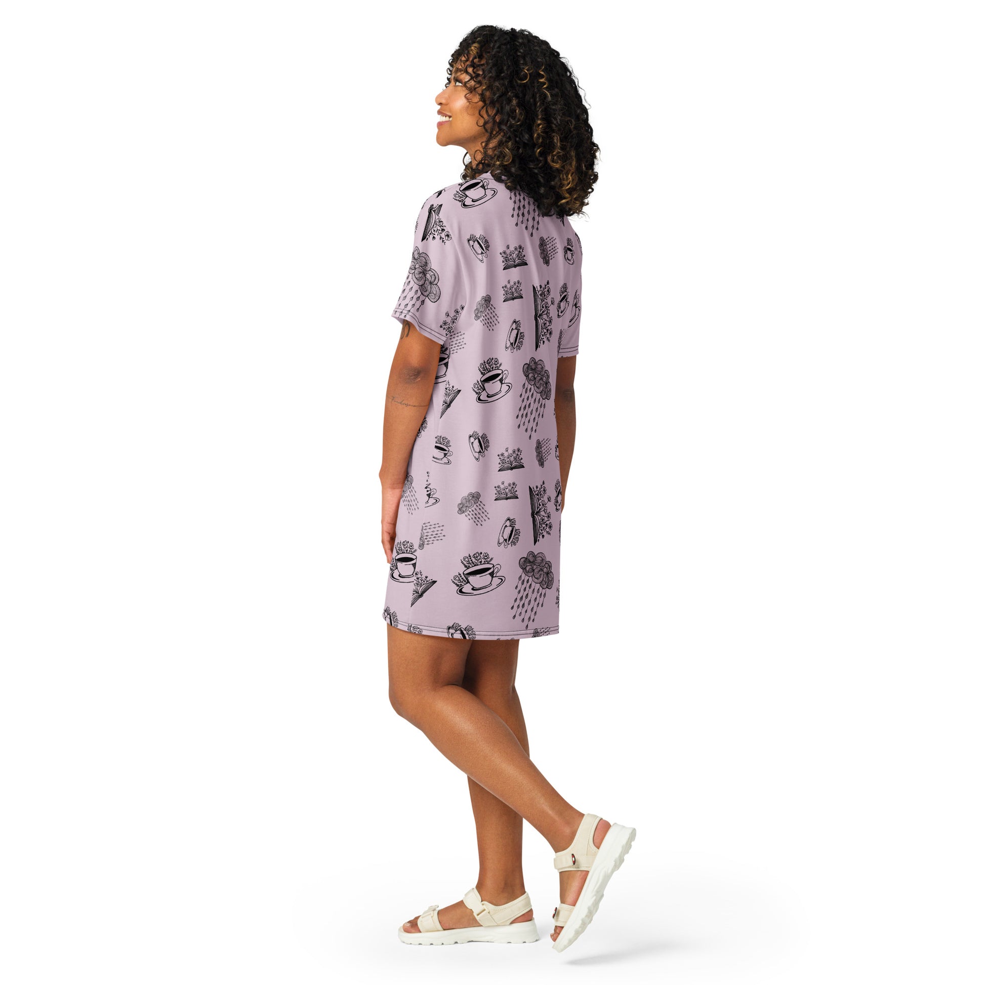 A rainy day for coffee and books T-shirt dress