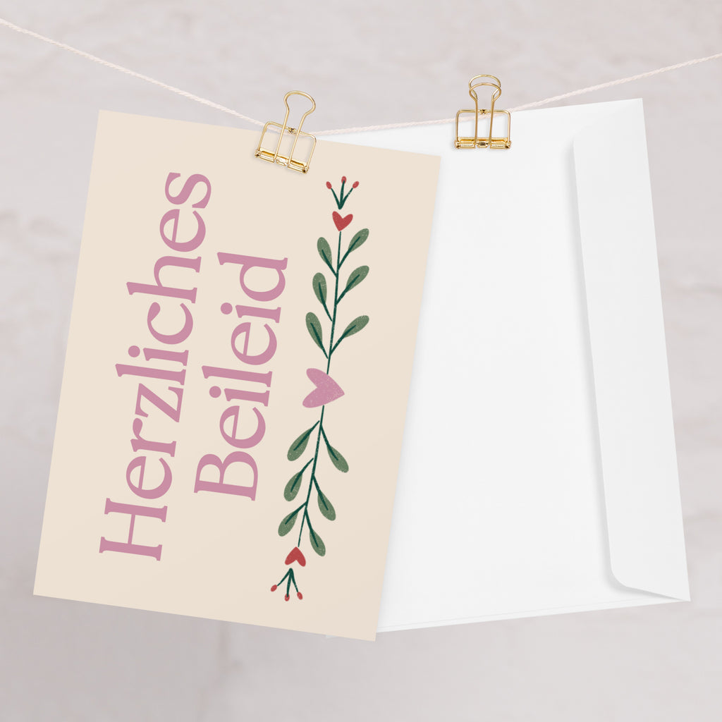 Herzliches Beileid German sympathy card, blank inside with envelope