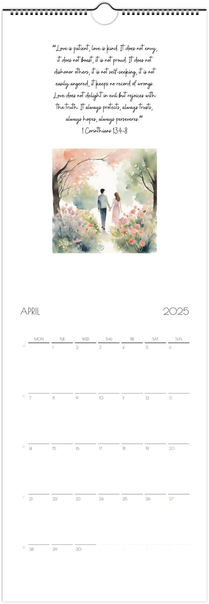 Bible Verse 2025 Wall calendar - Monthly wall calendar with watercolor graphics