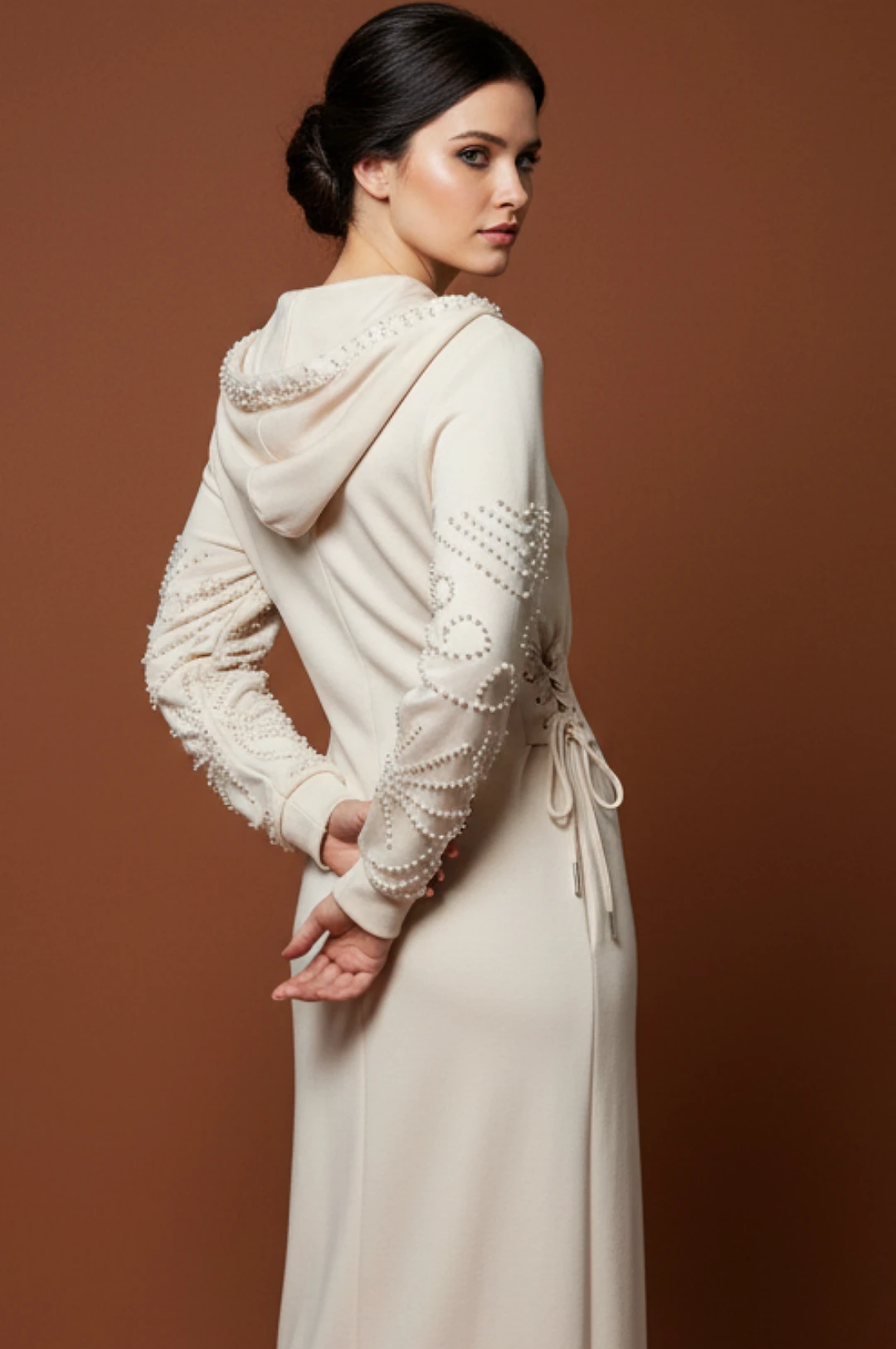 Ivory Pearl Hoodie Dress by Social Butterfly Collection