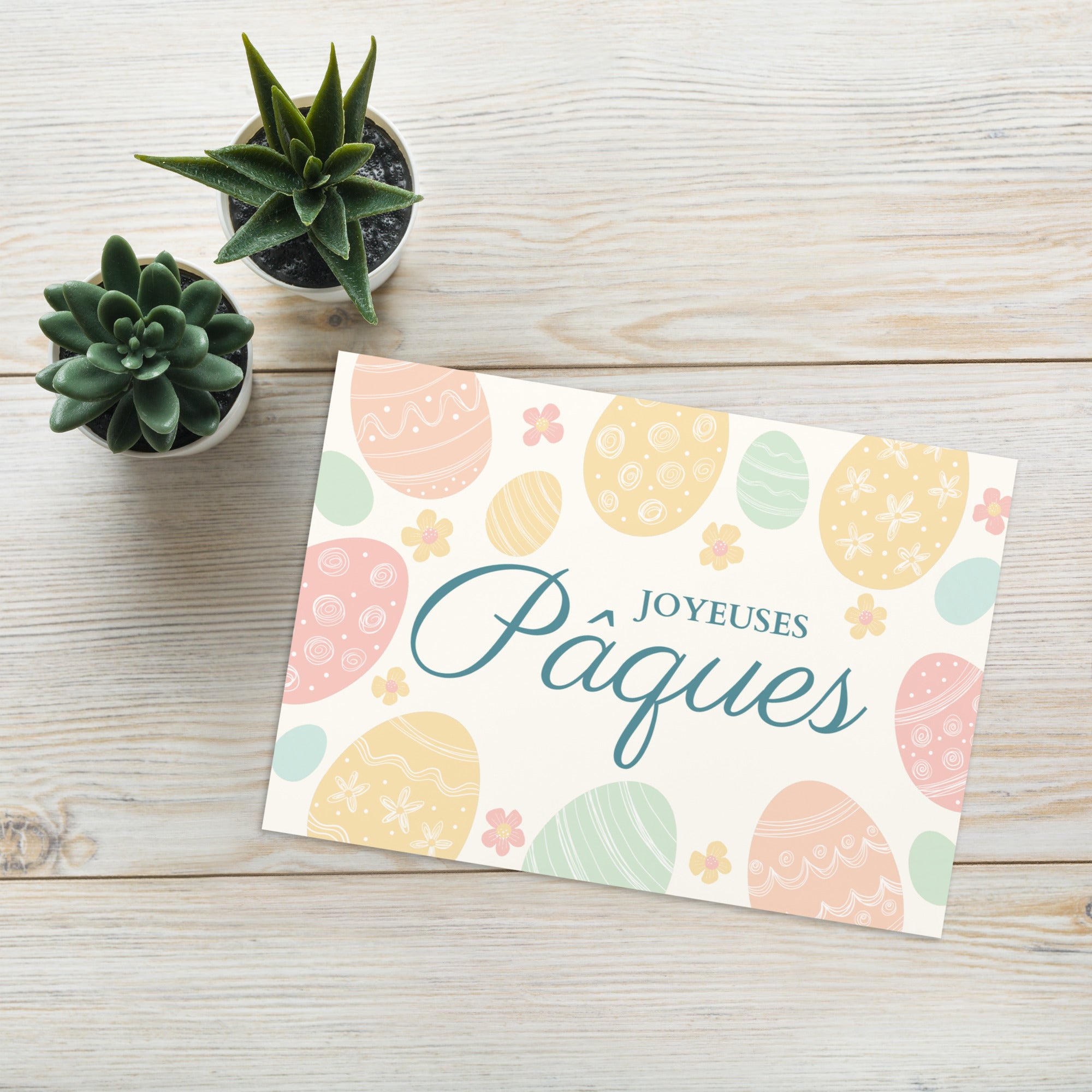 Joyeuses Pâques French Easter blank Greeting card with envelope