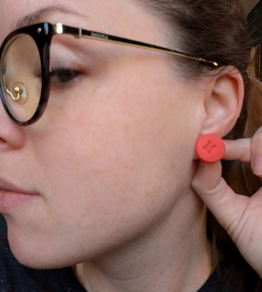 Letter M initial earrings - polymer clay studs