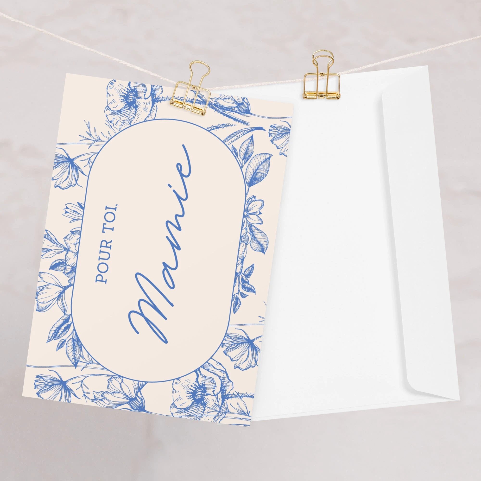 Pour toi, mamie French grandma birthday Greeting card with envelope for special occasions by La Vie Bien
