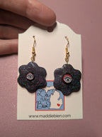 Eye flower dangle earrings - handmade polymer clay and beads by La Vie Bien