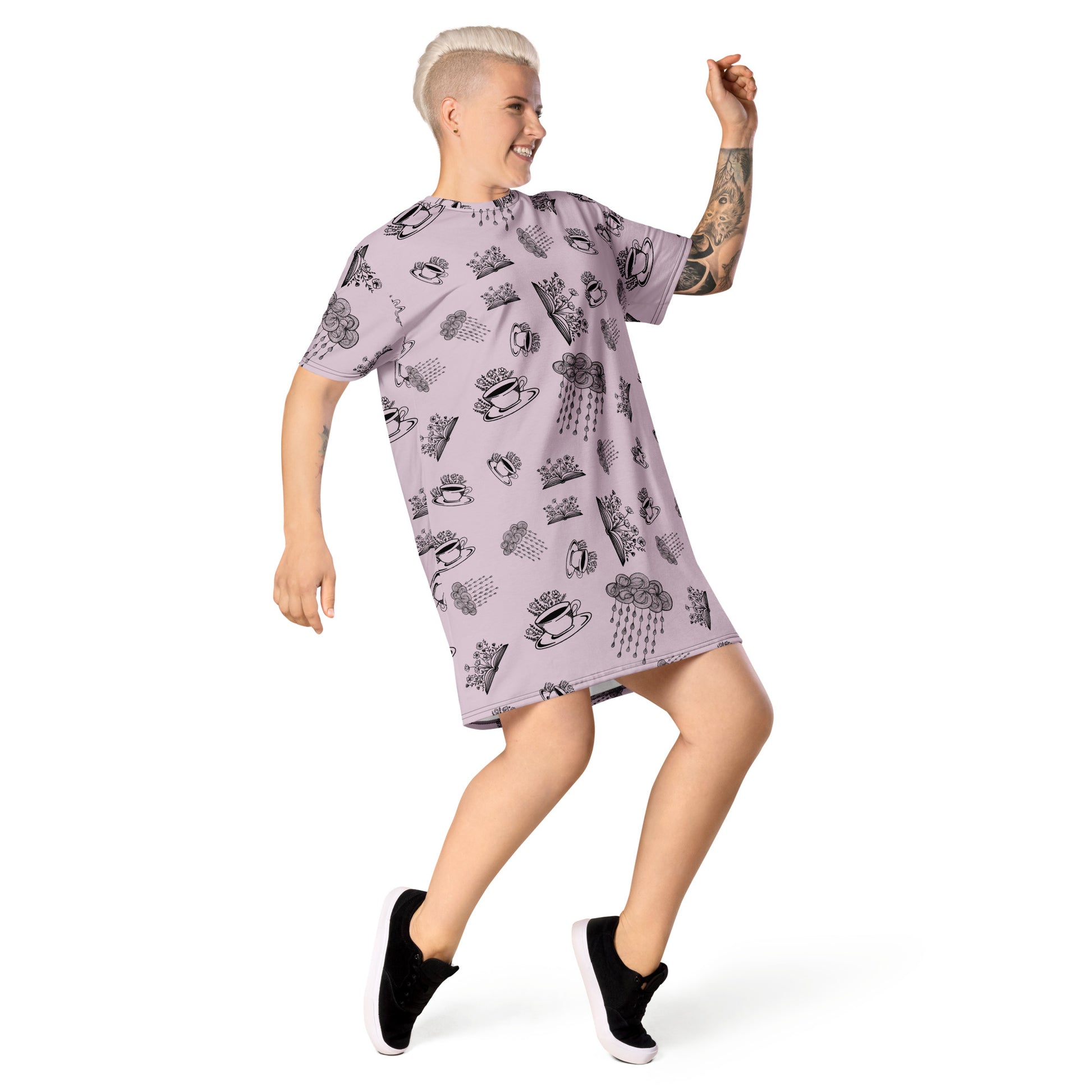 A rainy day for coffee and books T-shirt dress