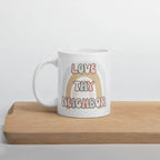 Love thy neighbor glossy mug by La Vie Bien