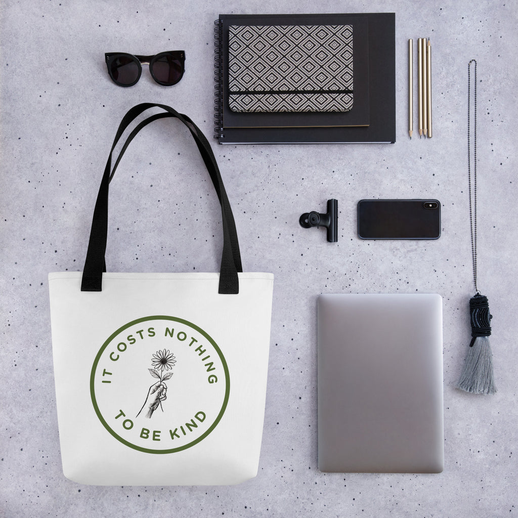 It costs nothing to be kind tote bag - La Vie Bien - Cheerful Home Goods - Home goods positivity - It costs nothing to be kind