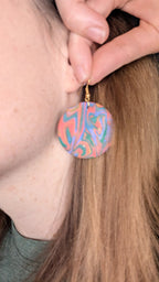 Rainbow circle polymer clay earrings - nickel free, for pierced ears, handmade jewelry perfect for gifting by My Store