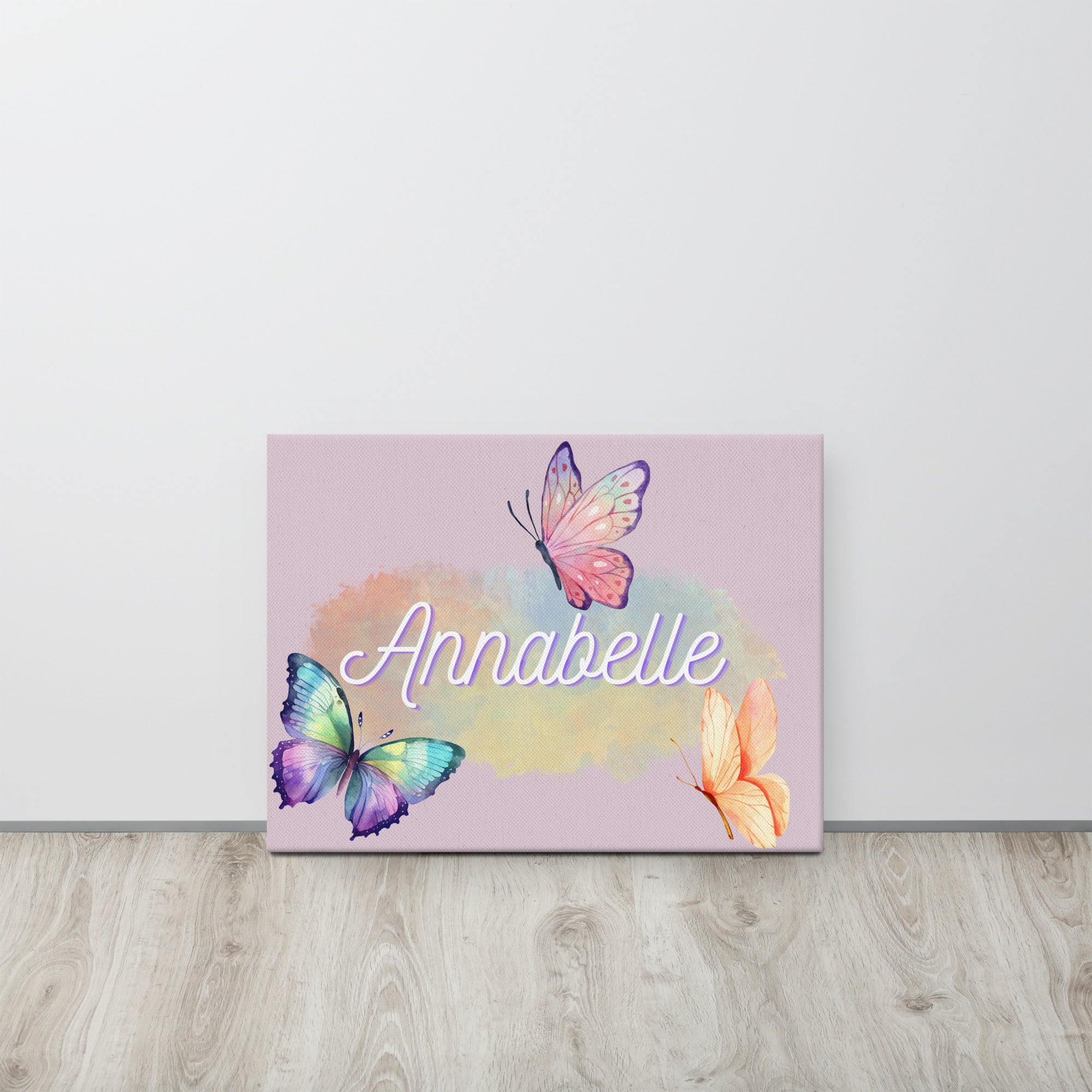 Customizable Butterfly name wall canvas