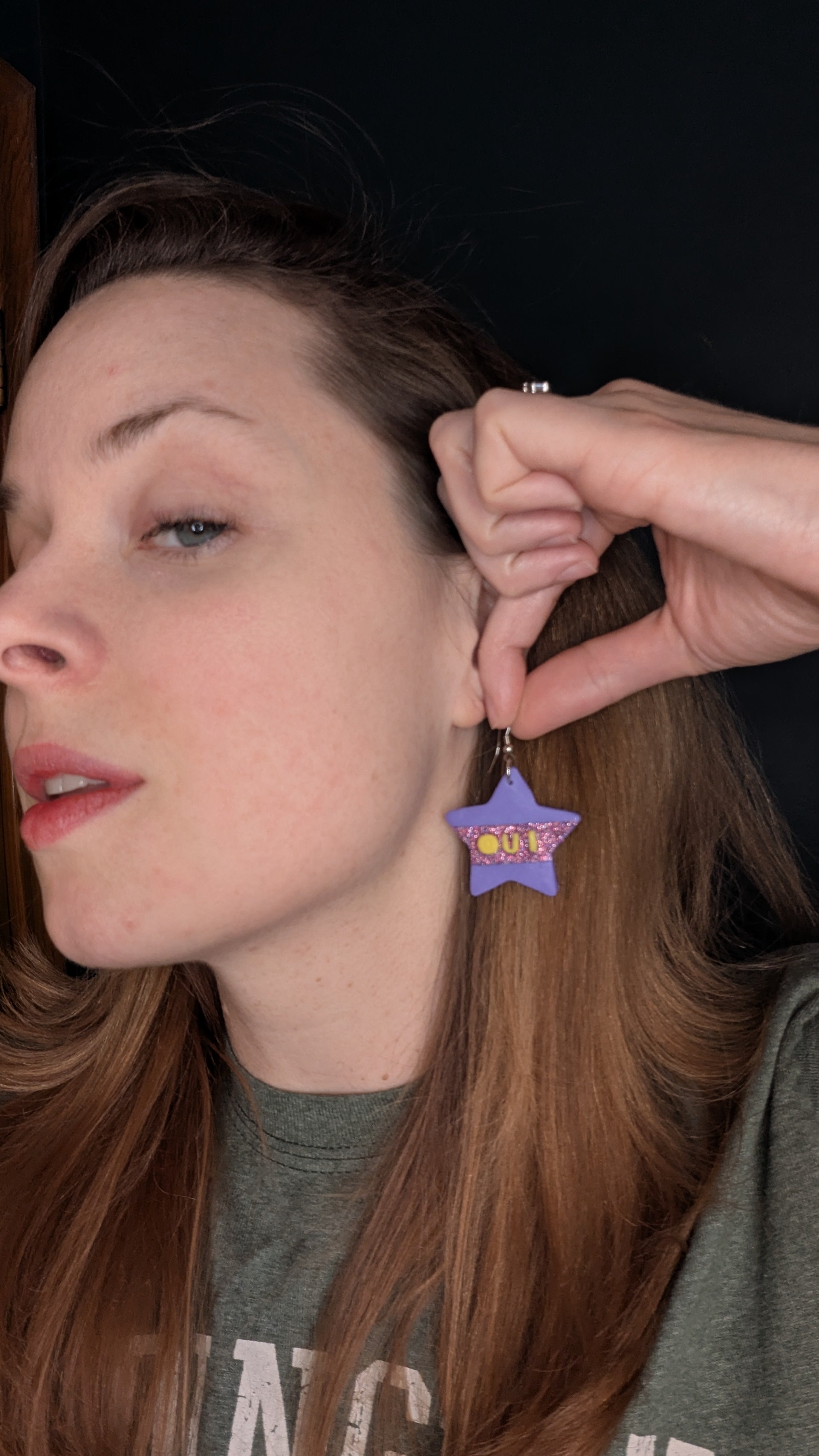 OUI polymer clay earrings, for pierced ears