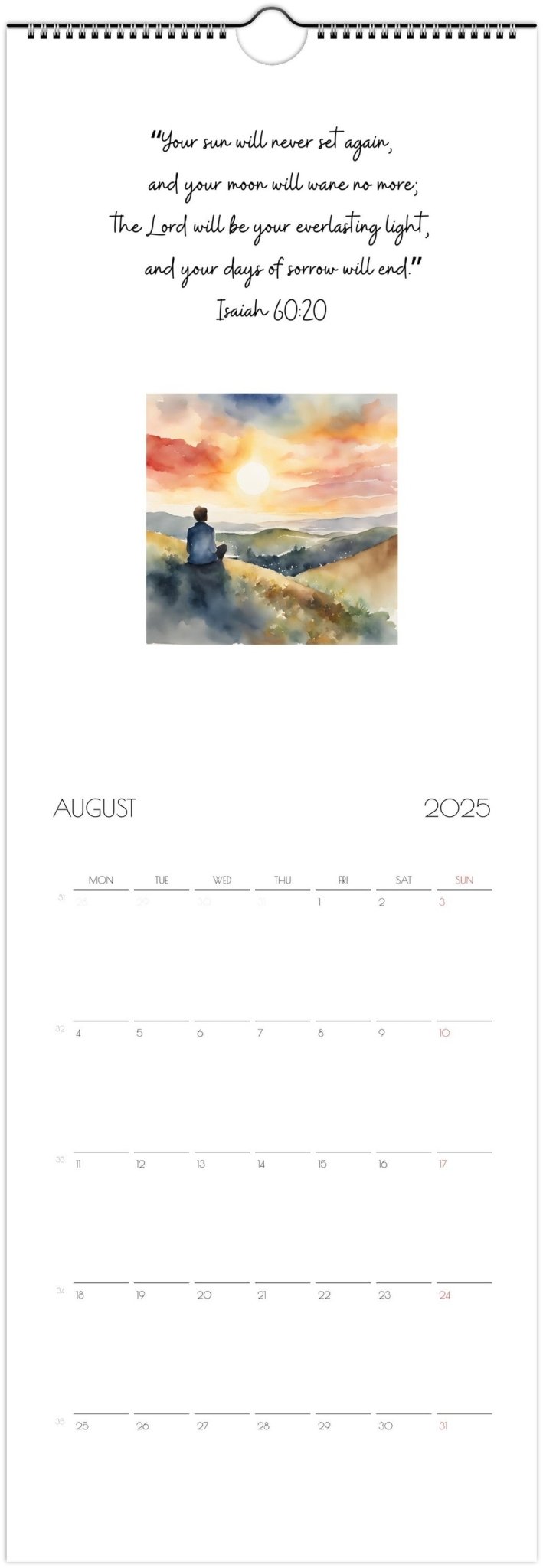 Bible Verse 2025 Wall calendar - Monthly wall calendar with watercolor graphics