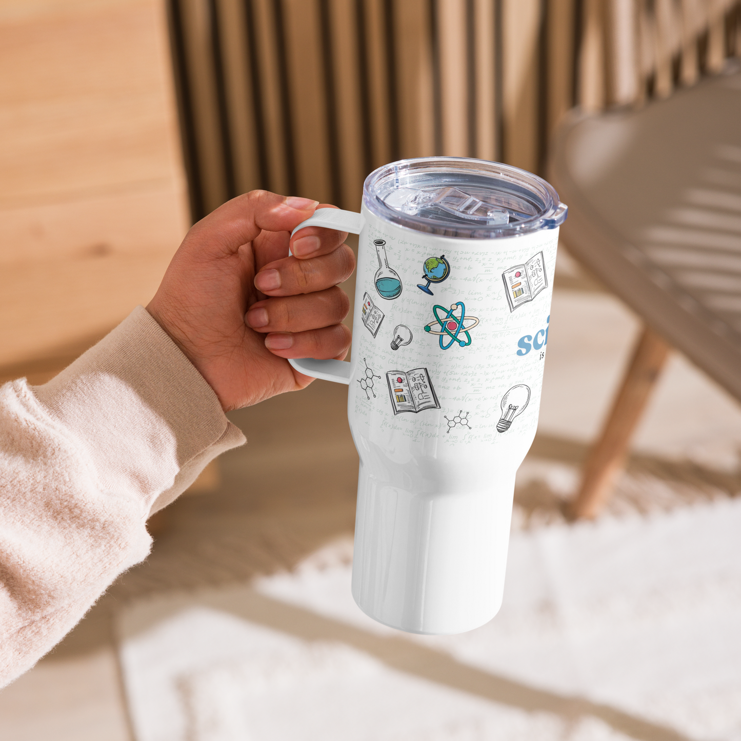 Science is my sport travel mug with handle