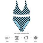 Blue and black checkered high-waisted bikini by La Vie Bien