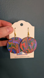 Rainbow circle polymer clay earrings - nickel free, for pierced ears, handmade jewelry perfect for gifting by My Store