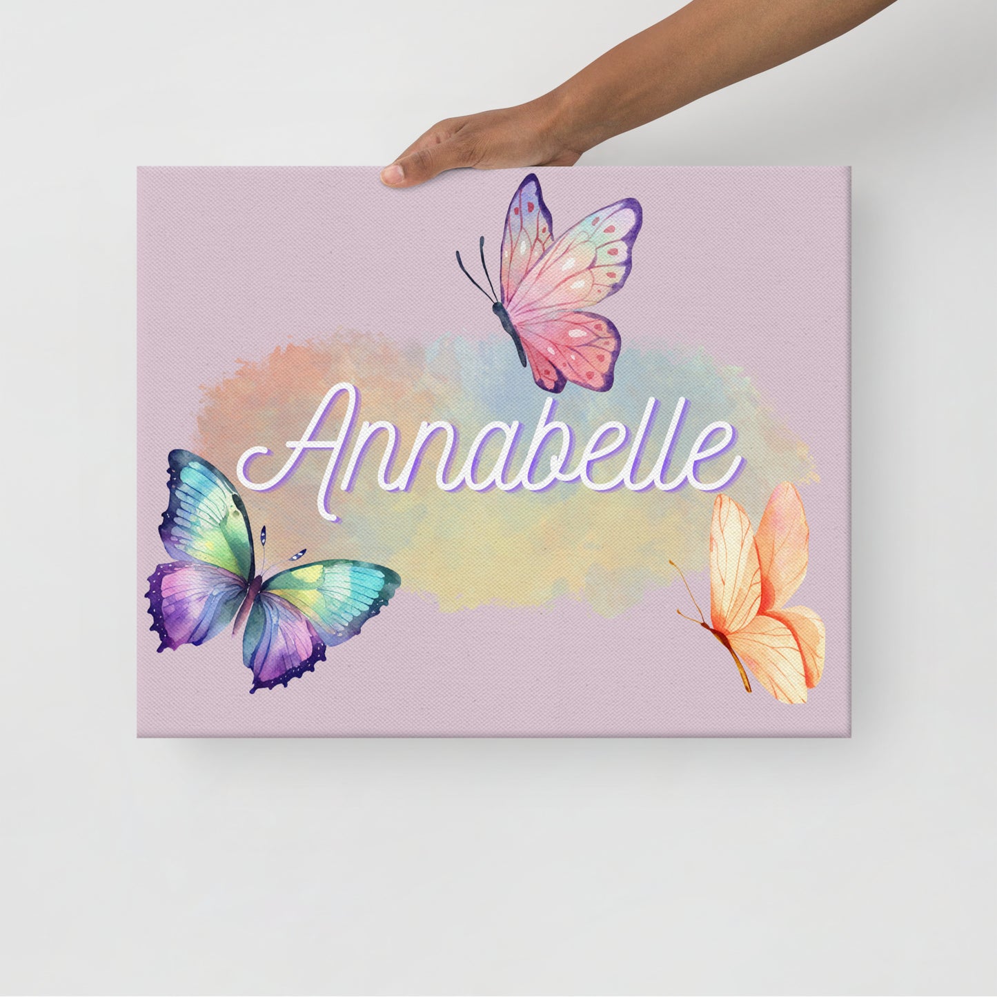 Customizable Butterfly name wall canvas