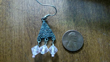 Pink and silver beaded dangle earrings,  for pierced ears, handmade jewelry perfect for gifting, made in Michigan USA