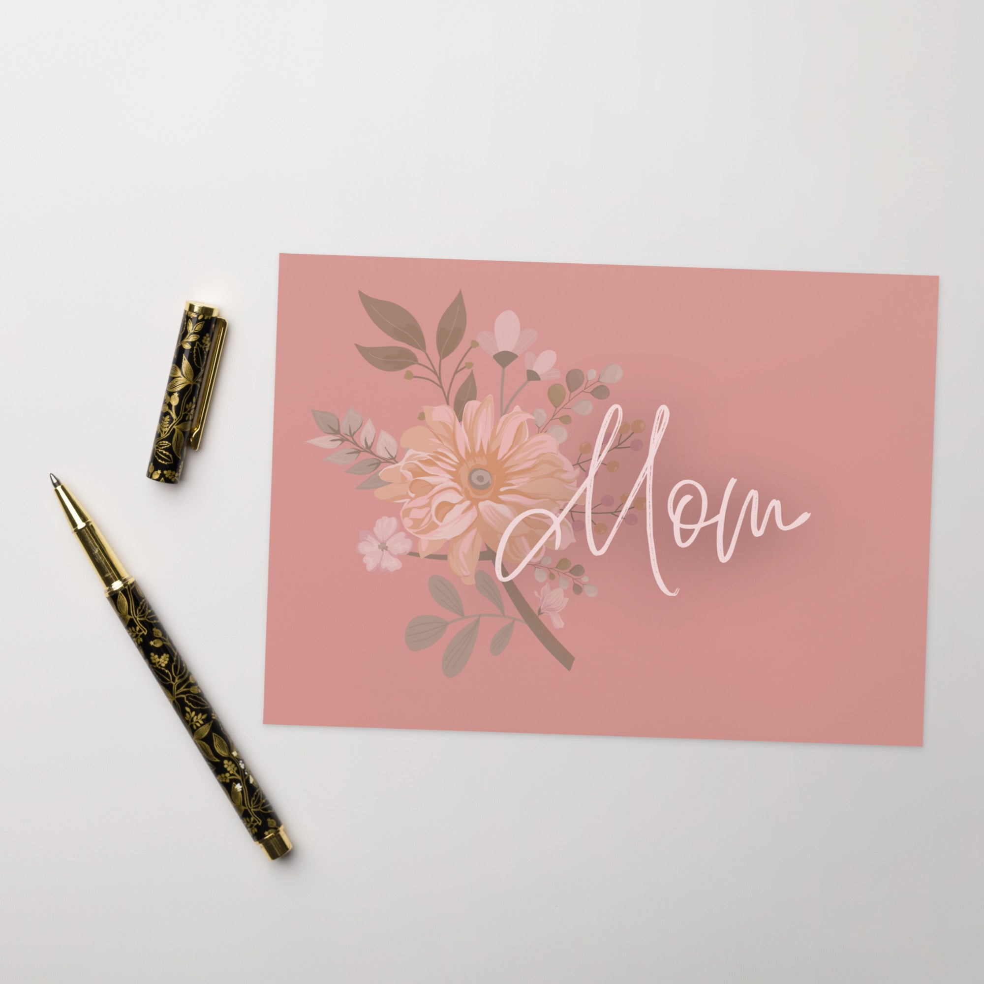 Pink floral Mom Greeting card