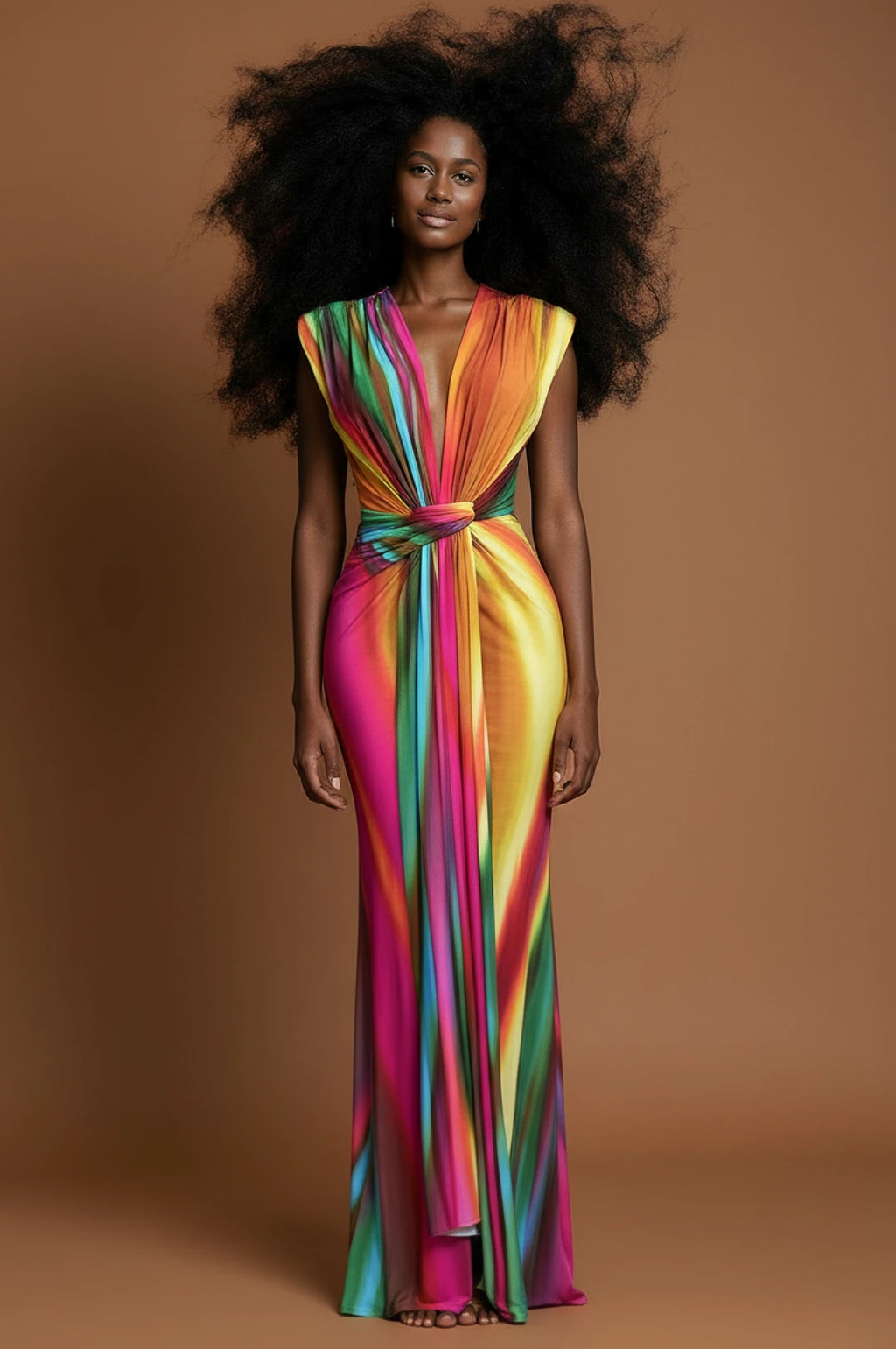 Multi Color Rainbow Swirl Print Dress by Social Butterfly Collection