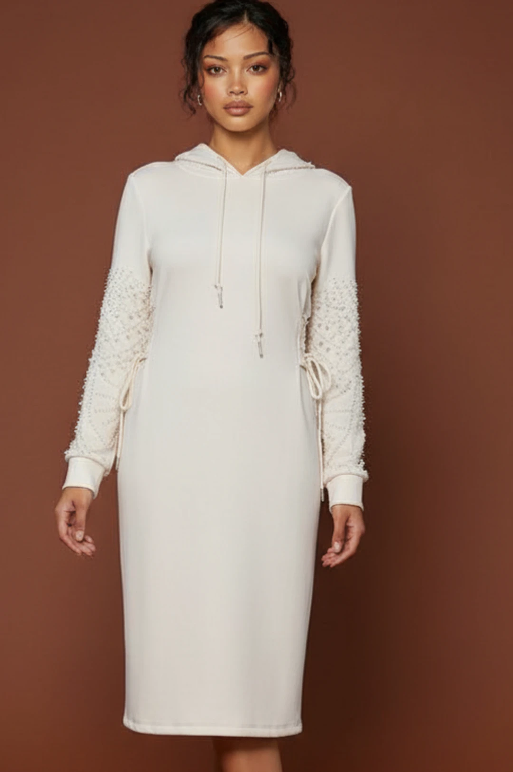 Ivory Pearl Hoodie Dress by Social Butterfly Collection