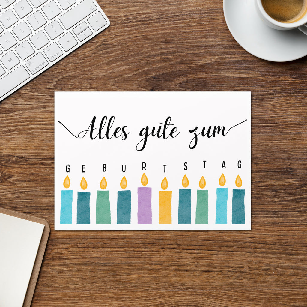 Alles gute zum geburtstag German birthday Greeting card with candle design, blank inside with envelope