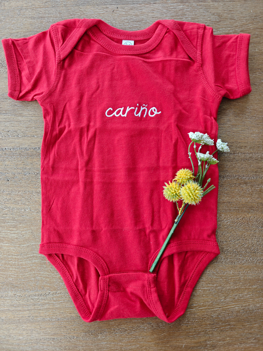 Cariño (sweetheart ) Spanish embroidered Spanish Baby jersey bodysuit, minimalist baby clothing gifts