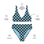 Blue and black checkered high-waisted bikini by La Vie Bien