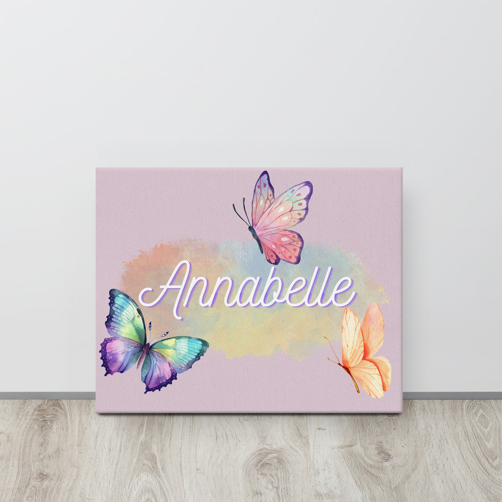 Customizable Butterfly name wall canvas