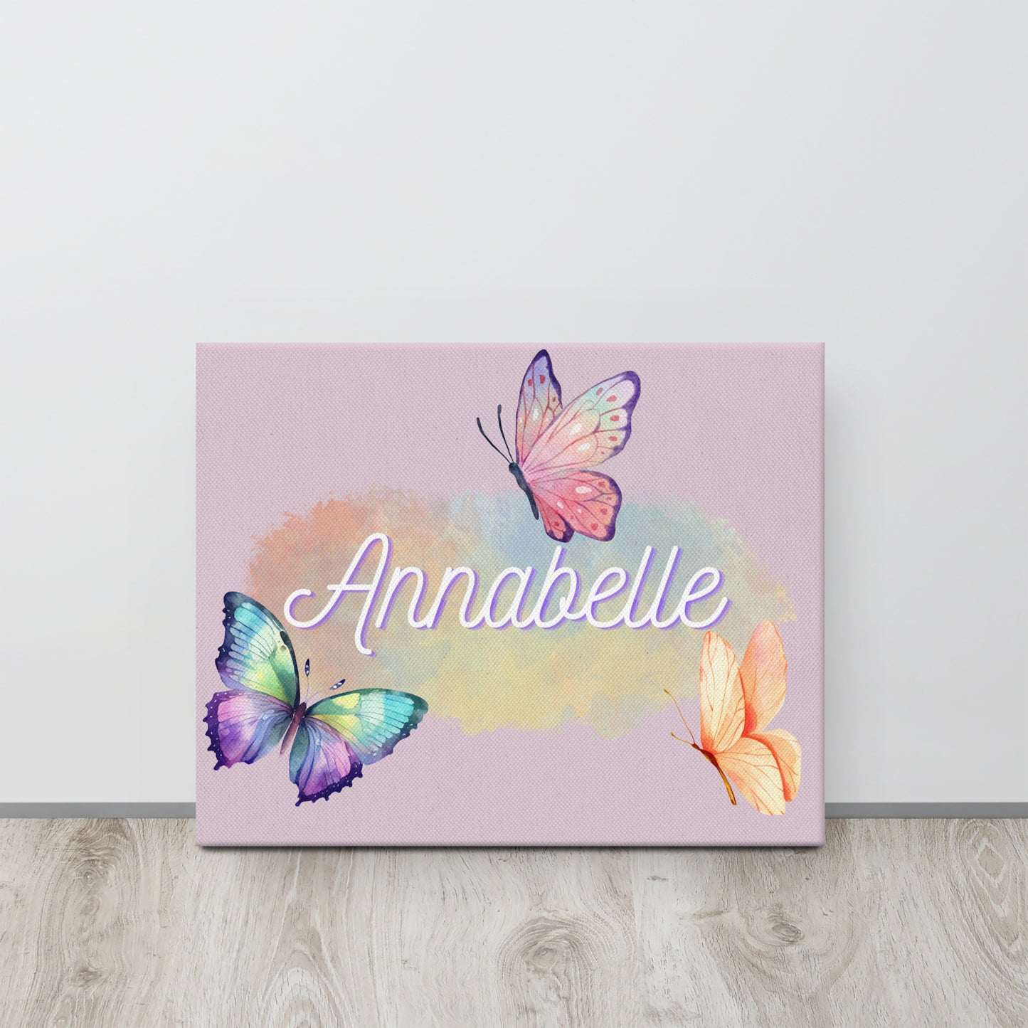 Customizable Butterfly name wall canvas