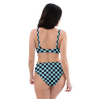 Blue and black checkered high-waisted bikini by La Vie Bien