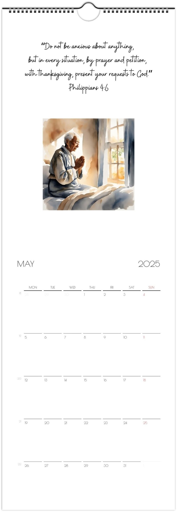 Bible Verse 2025 Wall calendar - Monthly wall calendar with watercolor graphics