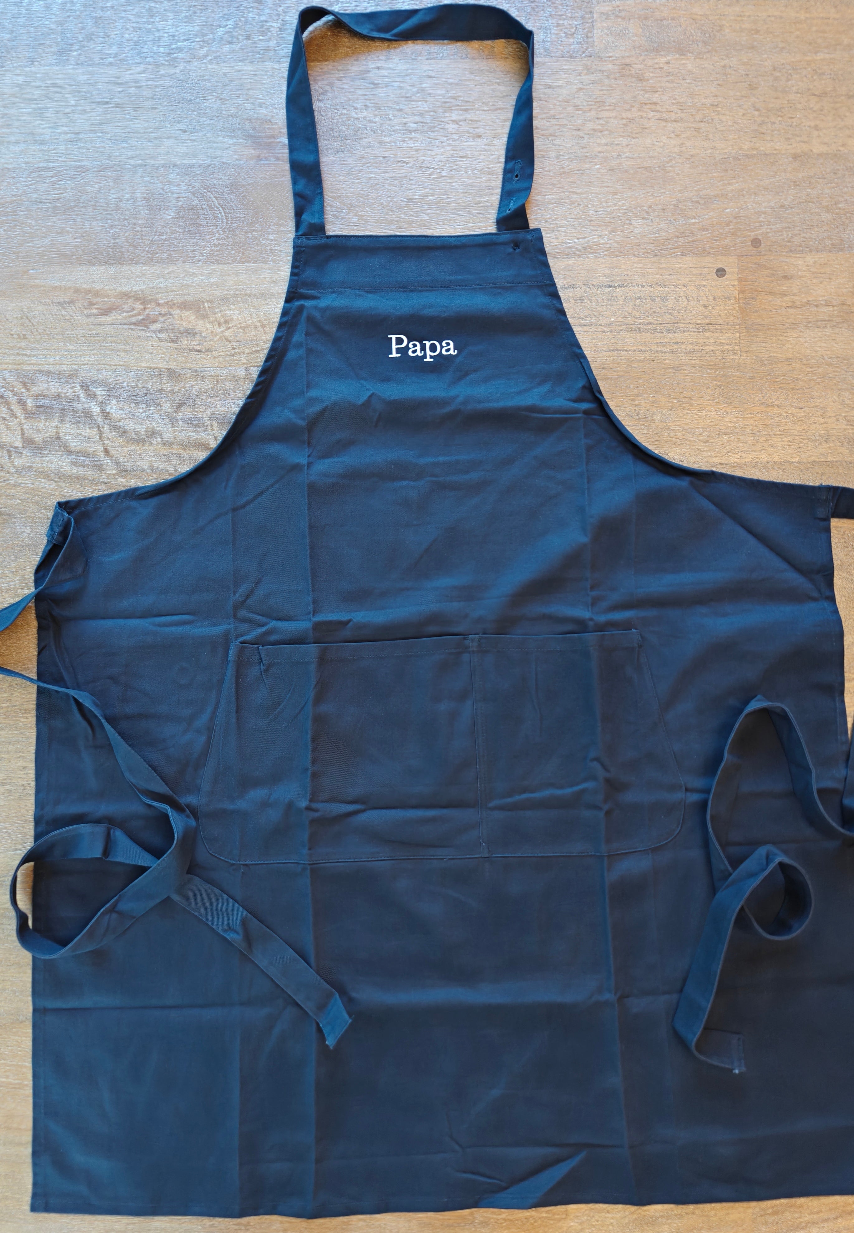 Papa (Dad) embroidered Organic cotton apron, gift for Dad's birthday or Father's Day