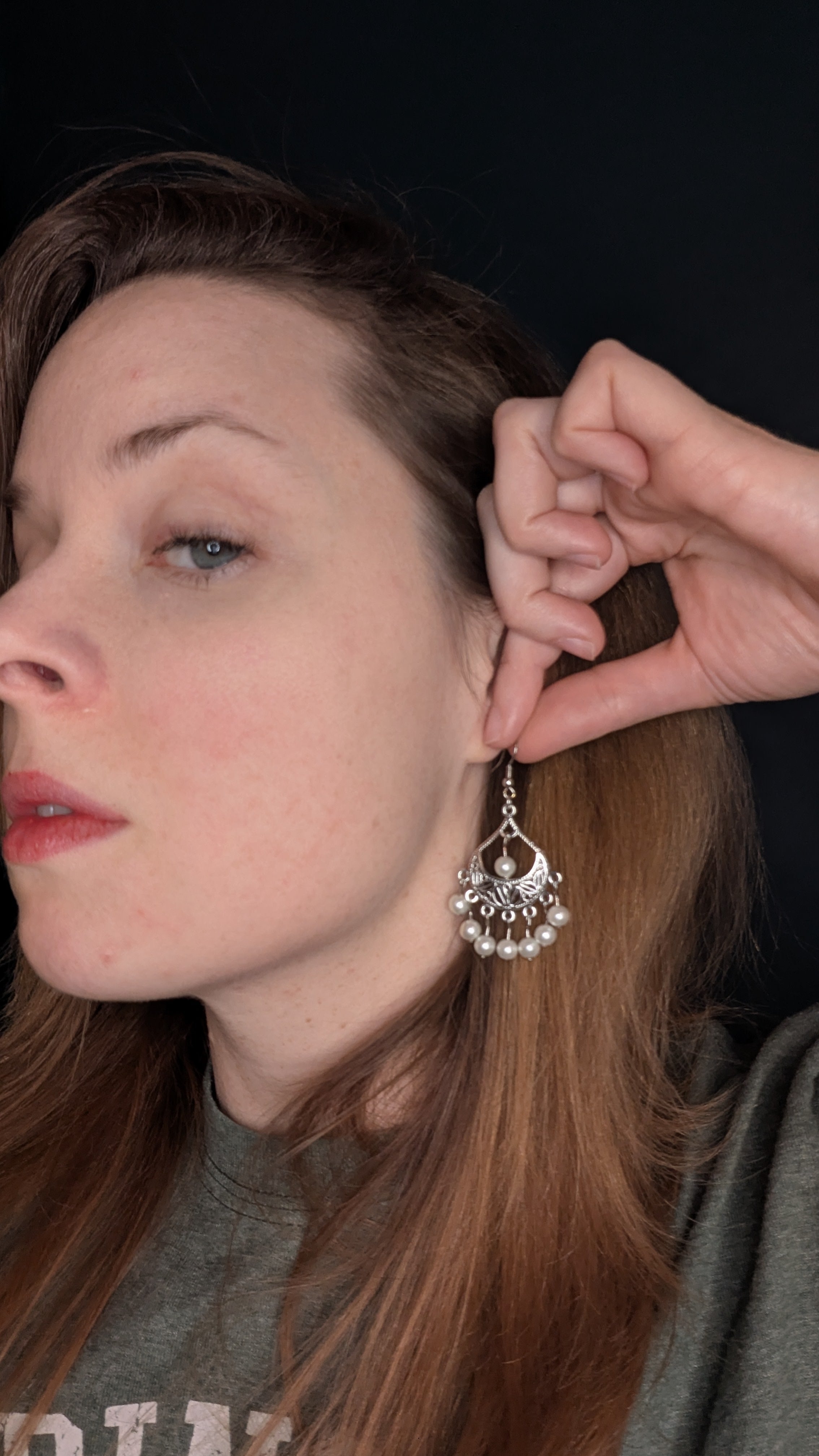 Pearly dangle chandelier earrings