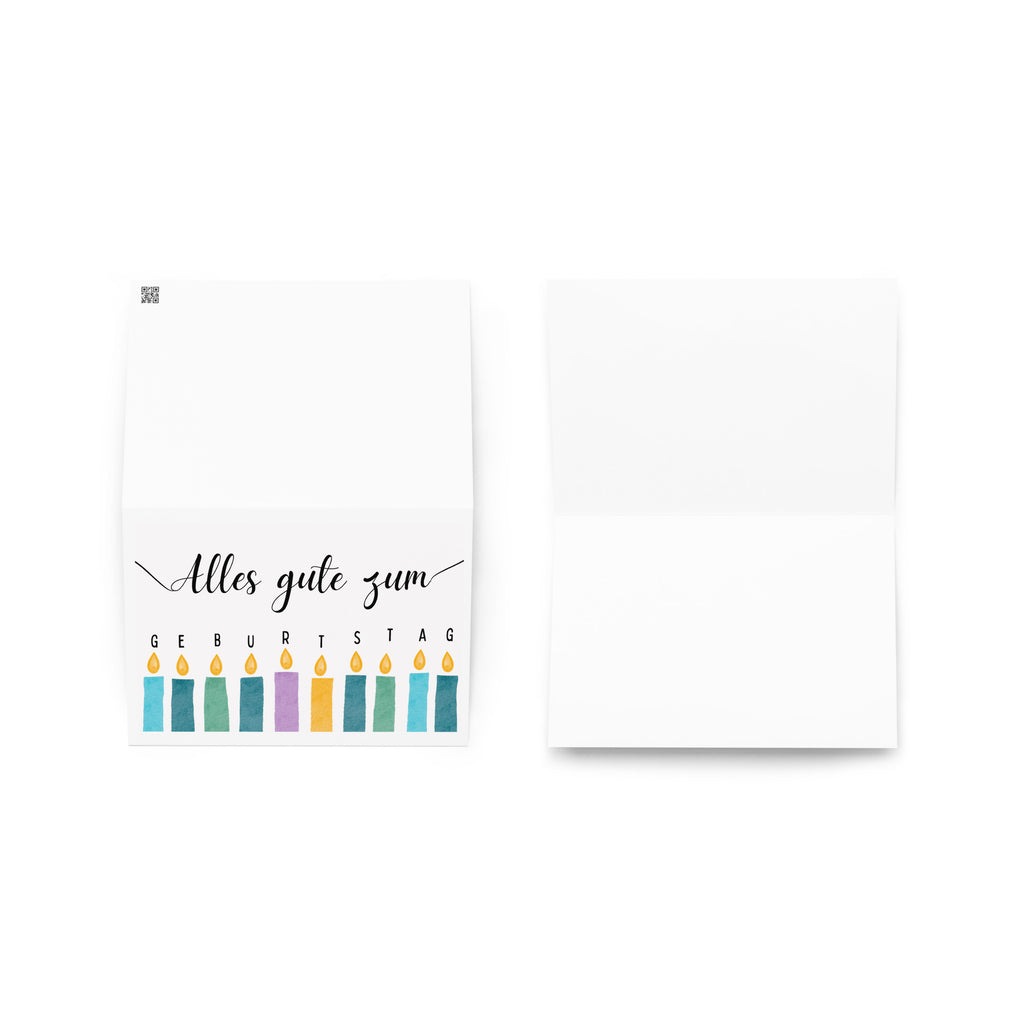 Alles gute zum geburtstag German birthday Greeting card with candle design, blank inside with envelope