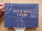 Pour mon frère French brother navigation themed birthday Greeting card, blank inside with envelope