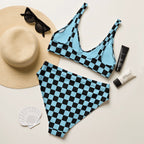 Blue and black checkered high-waisted bikini by La Vie Bien