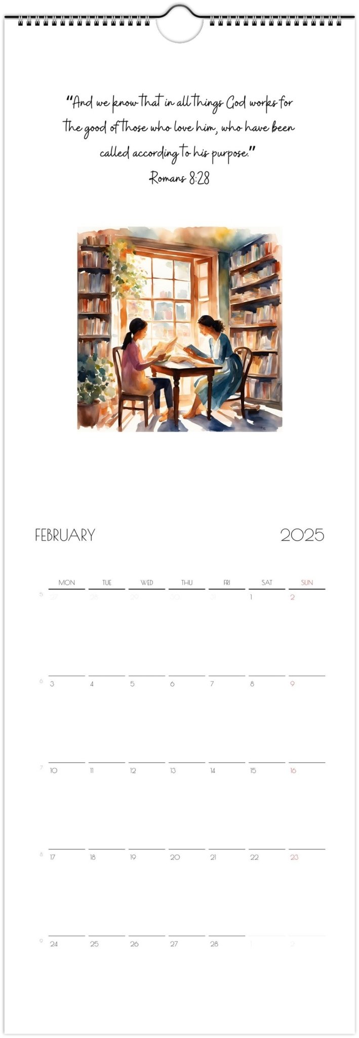 Bible Verse 2025 Wall calendar - Monthly wall calendar with watercolor graphics