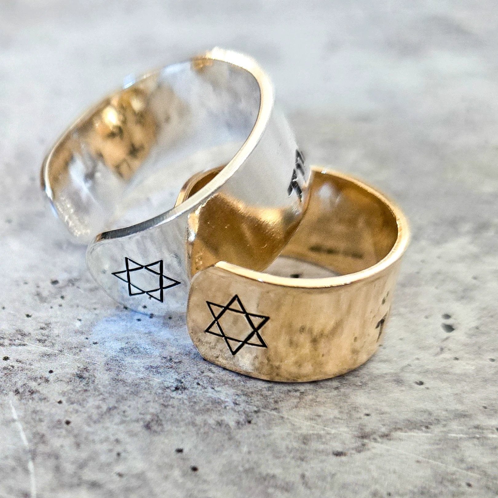 Star of David Open Back Wide Band Ring in Gold or Silver by Salt Sparkle Shalom