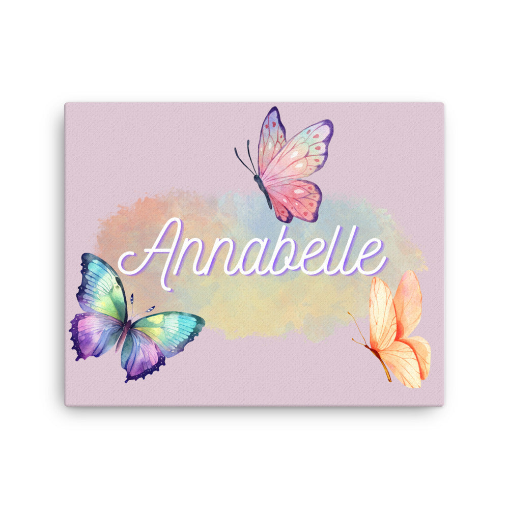 Customizable Butterfly name wall canvas