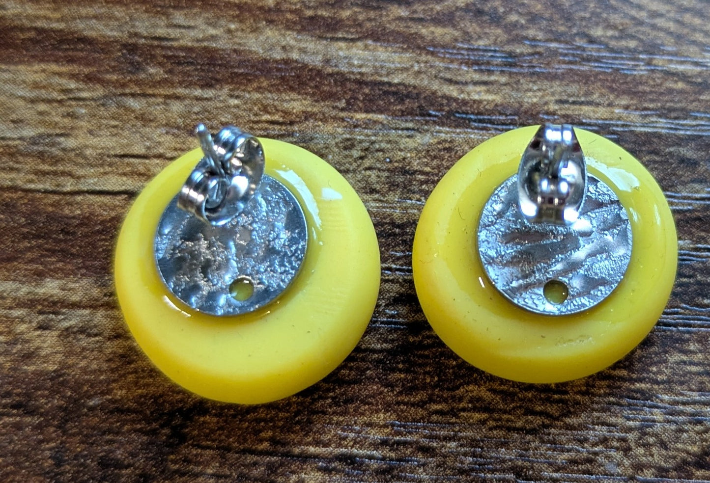 Dainty yellow letter L clay initial letter earrings