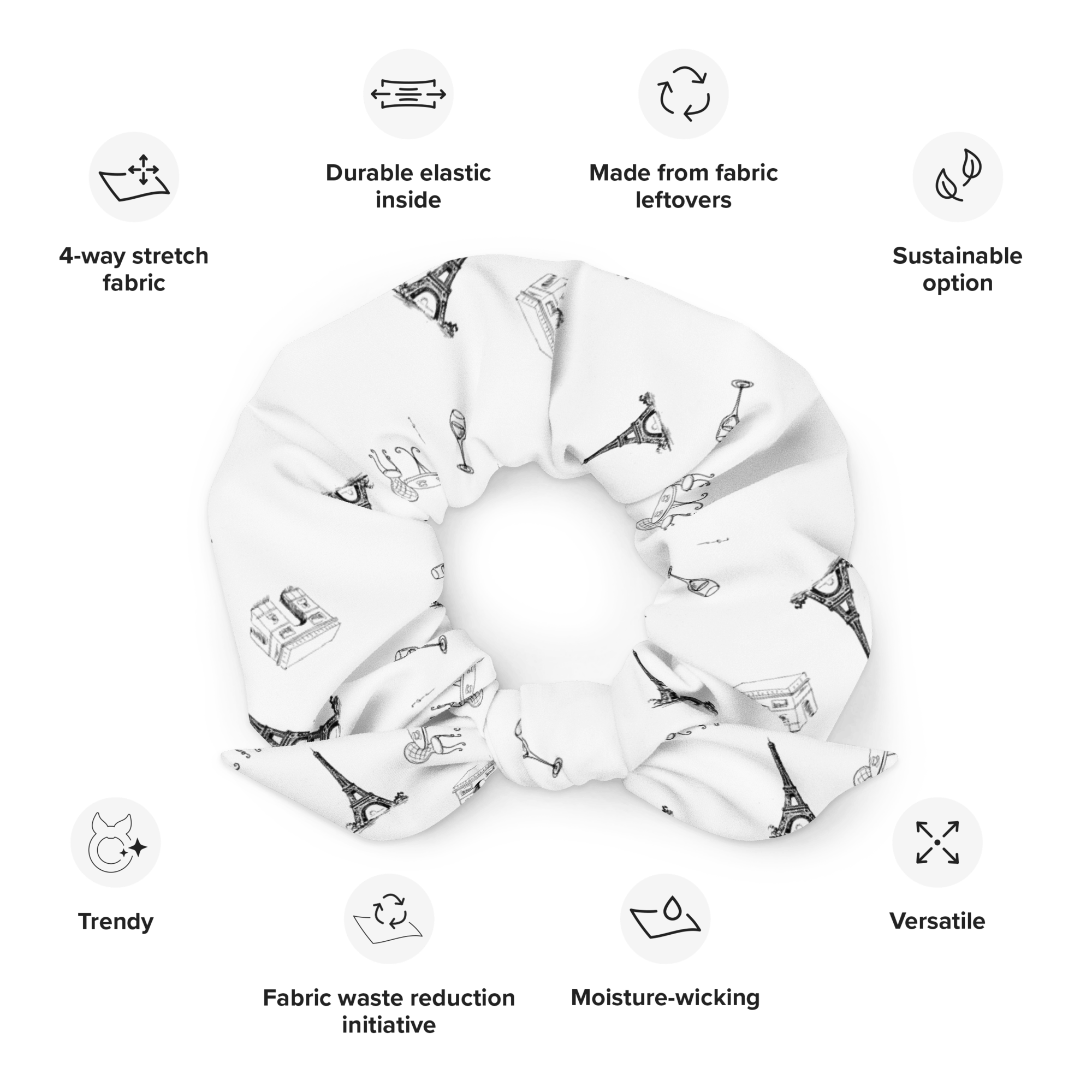 Parisian life Recycled Scrunchie