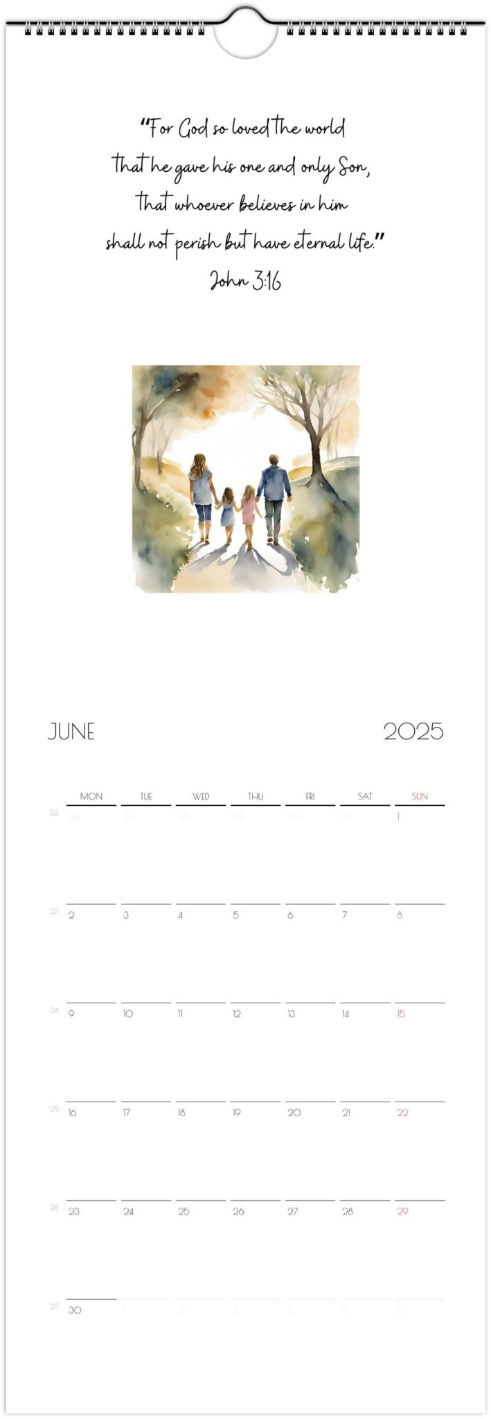 Bible Verse 2025 Wall calendar - Monthly wall calendar with watercolor graphics