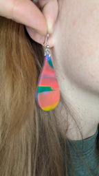 Rainbow drop polymer clay earrings by La Vie Bien