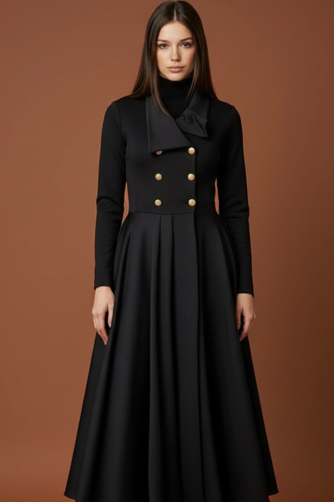 Beautiful Black Long Duster Coat Dress by Social Butterfly Collection