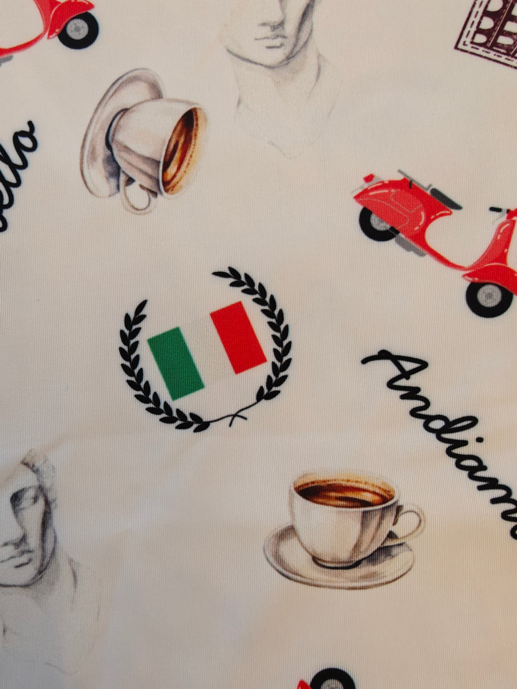 Italian chic Bodycon dress - Italian flag, espresso cup, Italian phrases, electric scooter and Rome stamp