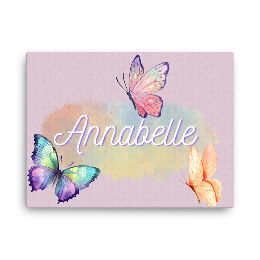 Customizable Butterfly name wall canvas