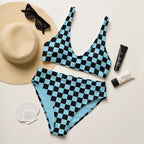Blue and black checkered high-waisted bikini by La Vie Bien